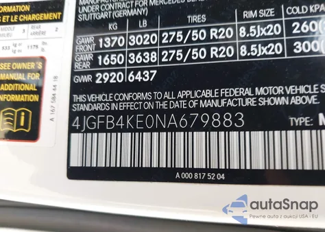 2022 Mercedes-Benz Gle 350 4Matic z USA, uszkodzony, nr VIN 4JGFB4KE0NA679883